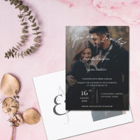 Text Overlay Monogram Photo Wedding Invitation 