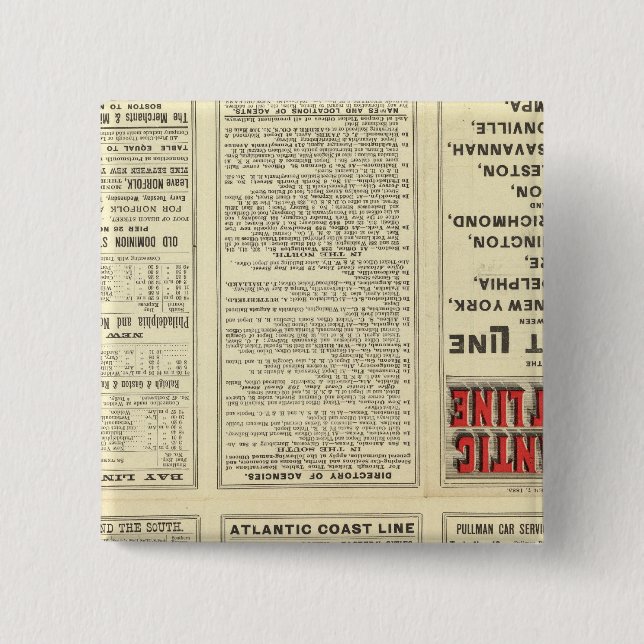 Text Page Atlantic Coast Line 2 Inch Square Button (Front)