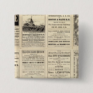 Text Page of Boston and Maine Railroad 2 Inch Square Button