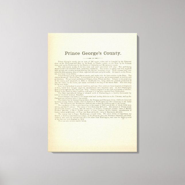 Text Page Prince George's County Canvas Print (Front)
