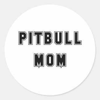 Text Pitbull Mom Classic Round Sticker