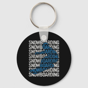 Text Snowboarder Silhouette Snowboard Gift Snowboa Keychain