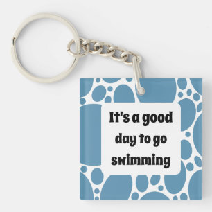 Text template and blue pattern keychain