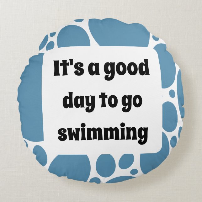 Text template and blue pattern  round pillow (Front)