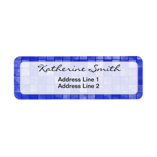 Text Template, Duo-tone Cobalt Blue Tiles Return Address Label