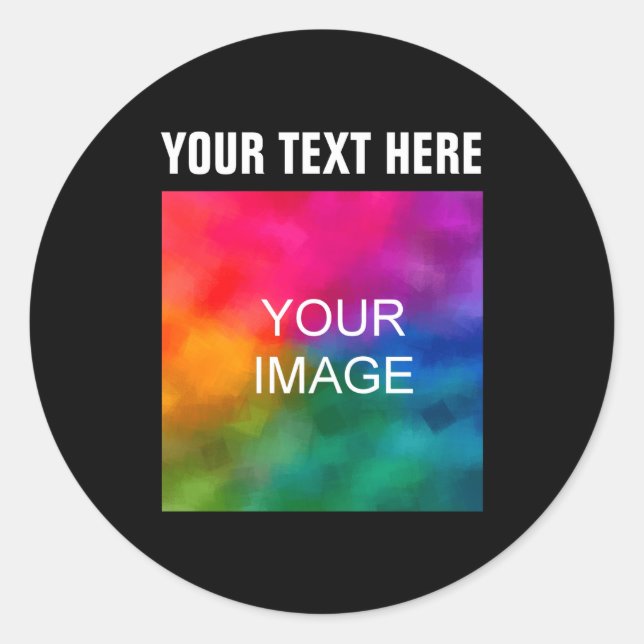 Text Upload Photo Boys Kids Modern Template  Classic Round Sticker (Front)
