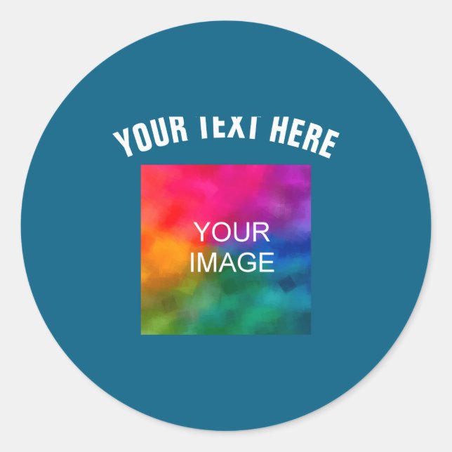 Text Upload Photo Template Boys Kids Modern _1  Classic Round Sticker (Front)