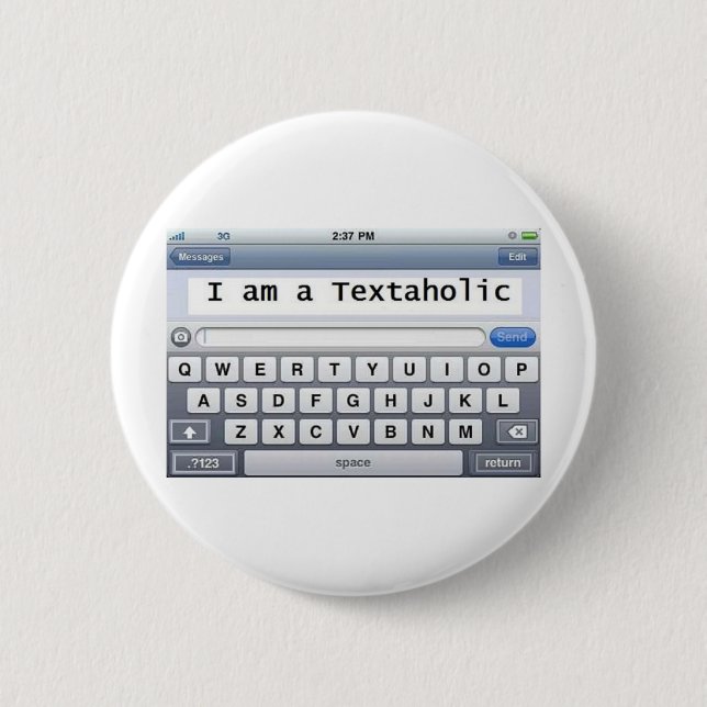 Textaholic 2 Inch Round Button (Front)