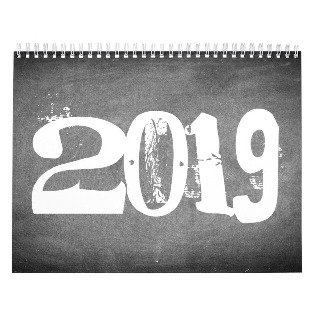 Texte 2019 noir et blanc de calendrier de tableau (Protection)