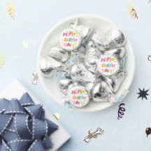 Texte coloré Confetti et étoiles Joyeux anniversai