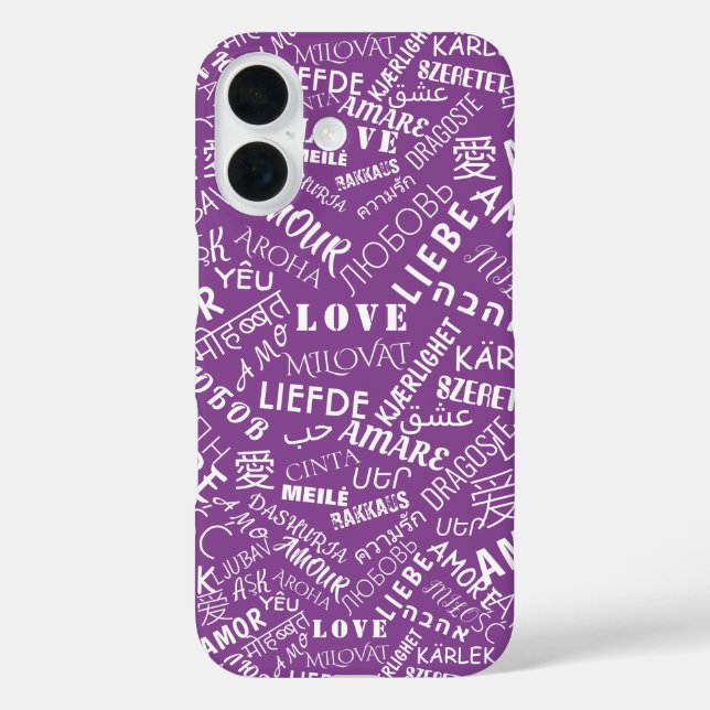 Texte d'amour multilingue coque iphone violet (Verso)