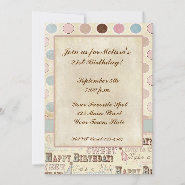 Texte d'anniversaire, Invitation de cercles (Devant)