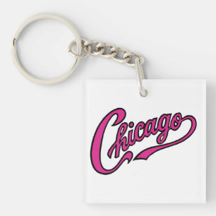 Texte de Chicago en Porte - clé de script rose