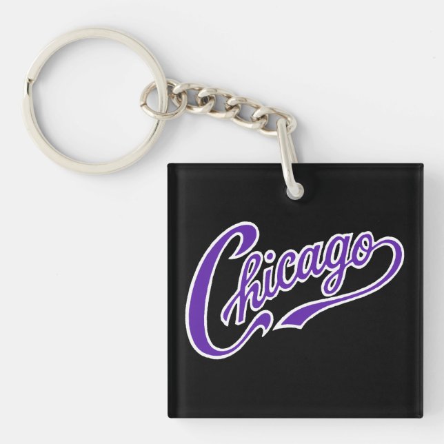 Texte de Chicago en Porte - clé noir de script vio (Devant)