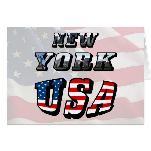 Texte de l'image de New York et du drapeau des Éta (Devant horizontal)
