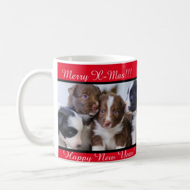 Texte de Noël personnalisé & Mug photo, 11 oz (Gauche)