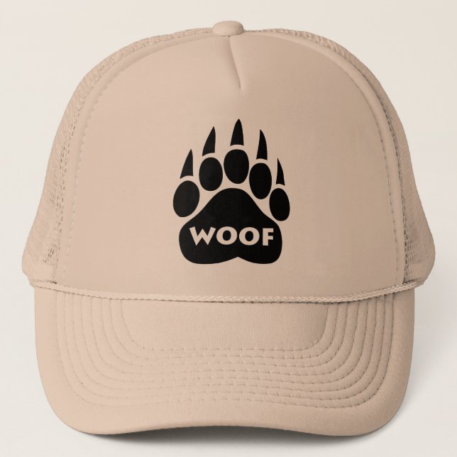 Texte de "Woof" de casquette de gay pride de patte (Devant)