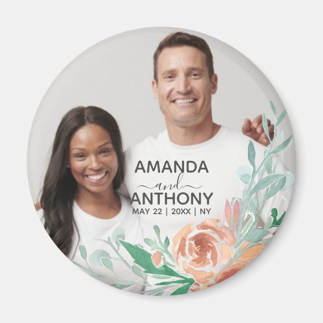 Texte des fleurs et aimant photo personnalisé (Devant)