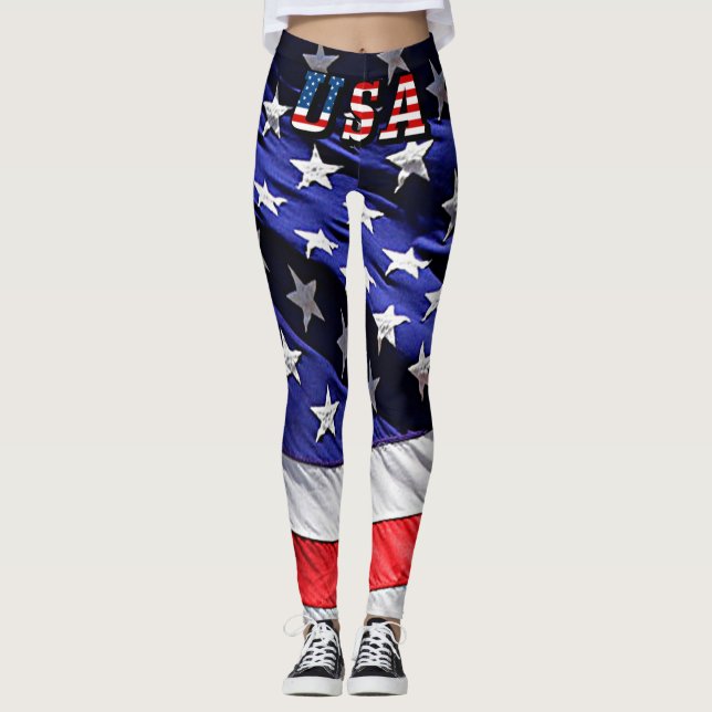 Texte du drapeau américain avec les Leggings du dr (Devant)