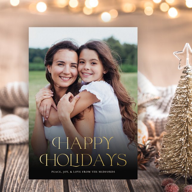 Texte Floral Classique de Vacances Joyeuses | Phot (Créateur téléchargé)