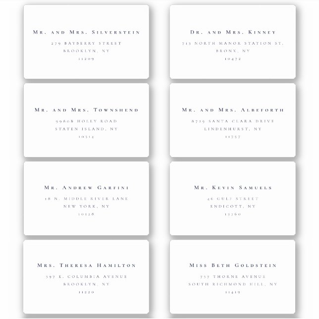 Texte minimaliste Serif 8 Étiquettes de adresse Ma (Devant)