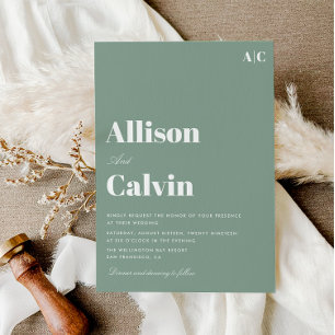 texte moderne vert sauge faire-part de mariage
