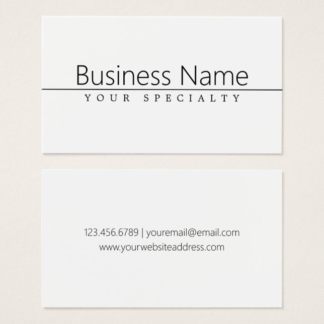 Texte noir classique simple sur blanc (Devant & derrière)