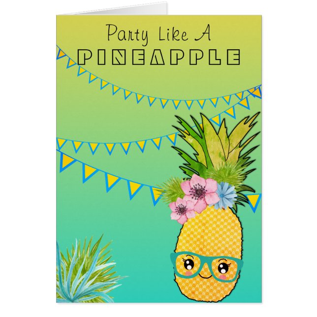 Texte personnalisé / Ananas de fête Kawaii Summer  (Devant)