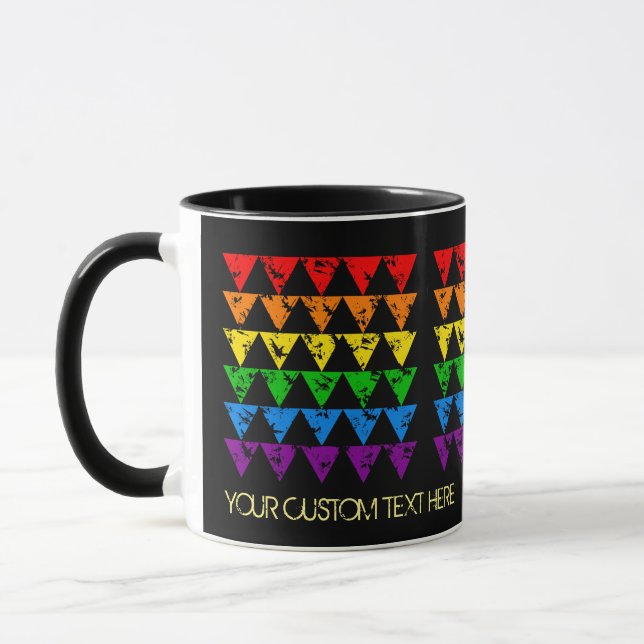 Texte personnalisé Arc-en-ciel Triangles tasses (Gauche)