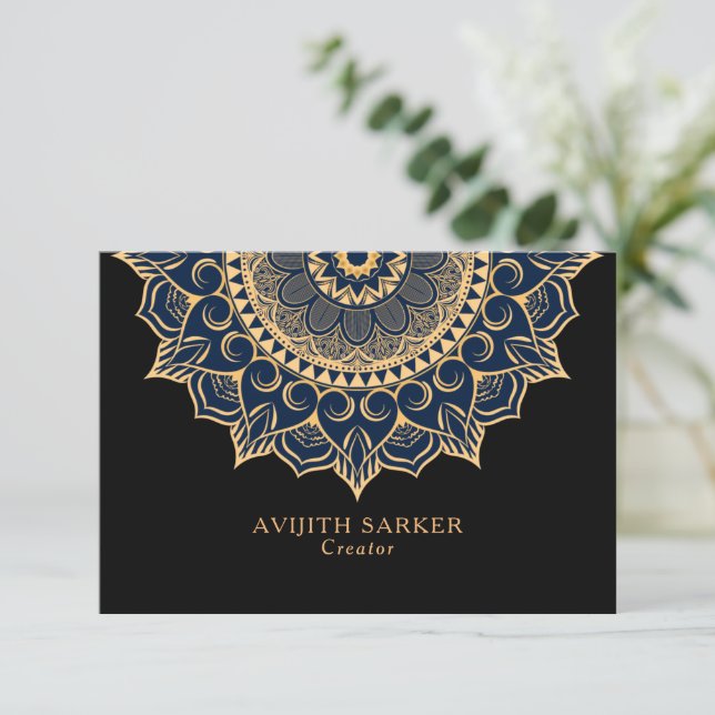 Texte personnalisé avec mandala de luxe plat merci (Debout devant)