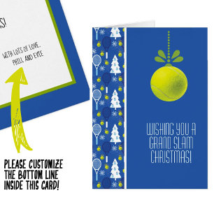 🎾 🎄 Texte personnalisé, bleu et vert Bauble de t
