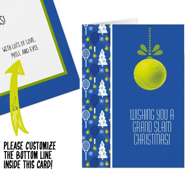 🎾 🎄 Texte personnalisé, bleu et vert Bauble de t (Créateur téléchargé)
