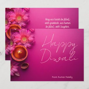 Texte personnalisé Carte Diwali Gerbera Glow