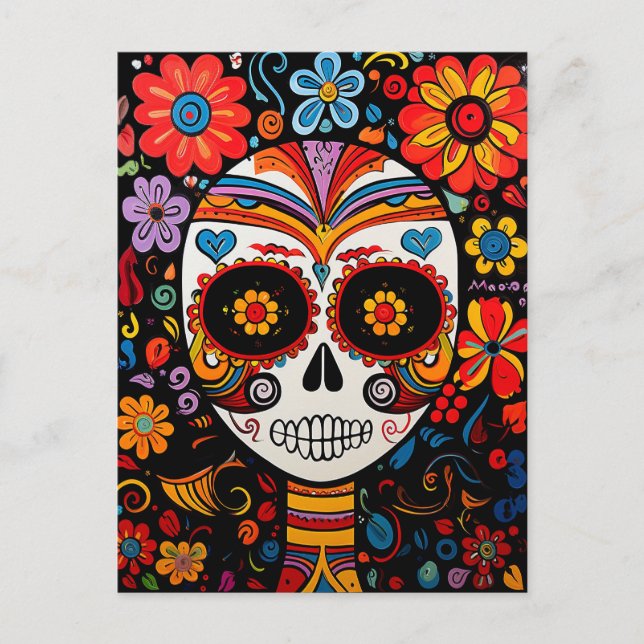 Texte personnalisé 💀 Carte postale Día de Muertos (Devant)