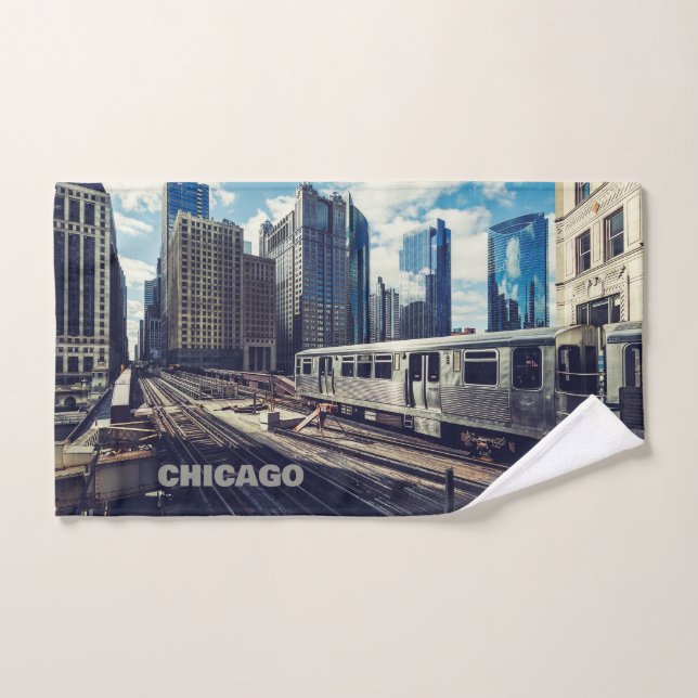 Texte personnalisé Chicago USA (Serviette à main)
