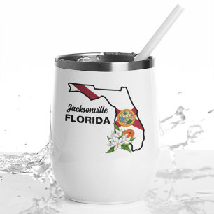 Texte personnalisé Floride Drapeau & Fleur Orange 