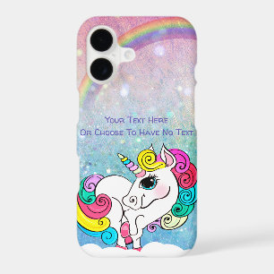 Texte personnalisé / Licorne blanche Paillettes de