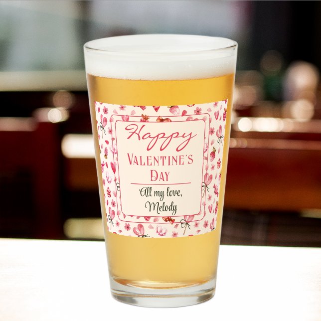 Texte personnalisé, verre rose Heureuse Sainte-Val (Créateur téléchargé)