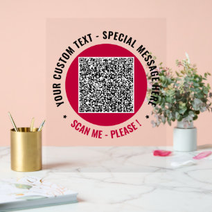 Texte personnalisé Votre code QR Signal acrylique