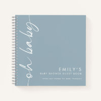 Texte pivoté Dusty Blue Oh Baby shower Livre d'inv
