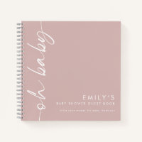 Texte pivoté Dusty Rose Oh Baby shower Livre d'inv