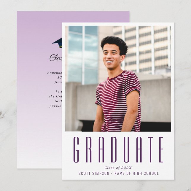 texte simple faire-part de graduation photo person (Devant / Derrière)