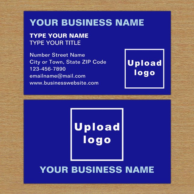 Textes alignés à gauche Carte de visite bleu (The front and back of the blue business card)