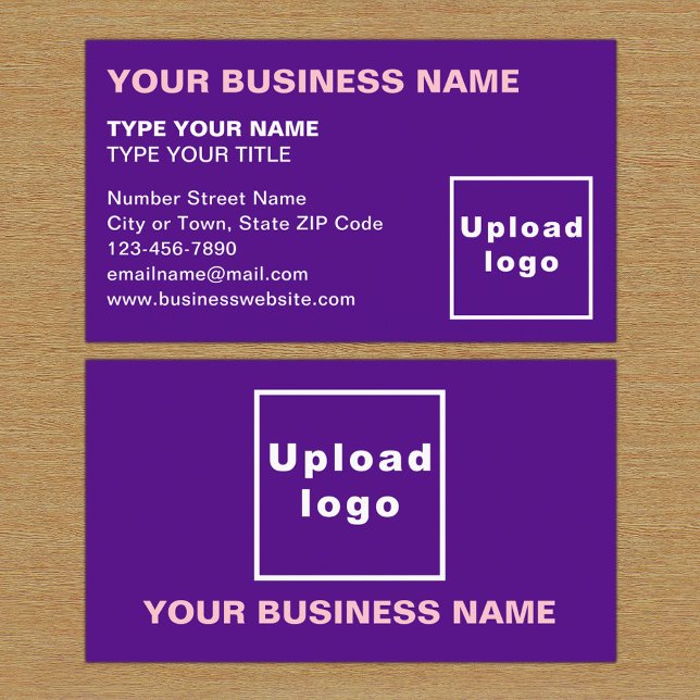 Textes alignés à gauche Carte de visite violet (The front and back of the purple business card)