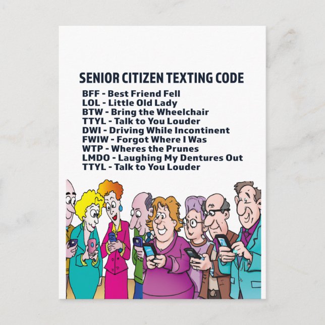 Textes amusants pour les aînés Carte postale (Devant)