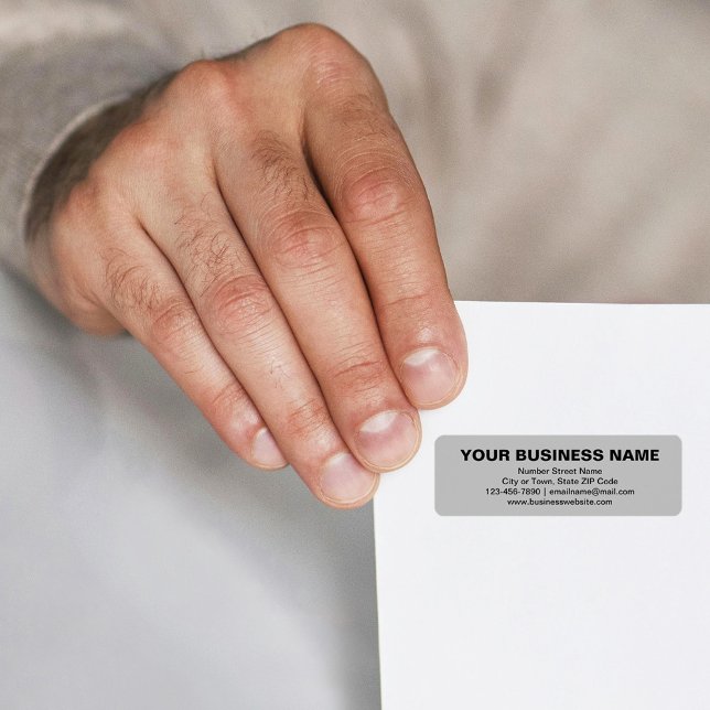 Textes simples Marque commerciale sur gris Adresse (Gray return address label with your business brand in plain text)