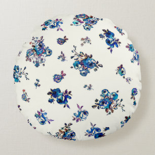 Textile and wallpaper seamless patterns. Digital i Round Pillow