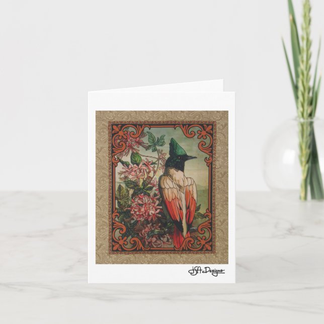 Textile Art Bird Notecard (Front)