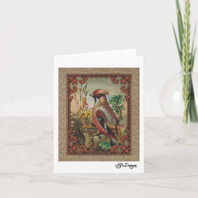 Textile Art Bird Notecard (Front)