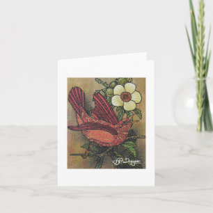 Textile Art Bird Notecard
